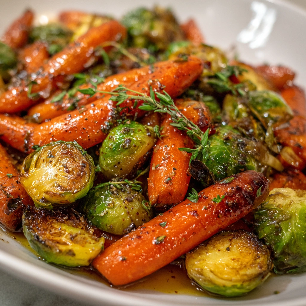 Slow-Cooker Maple Glazed Carrots and Brussels Sprouts Delight!