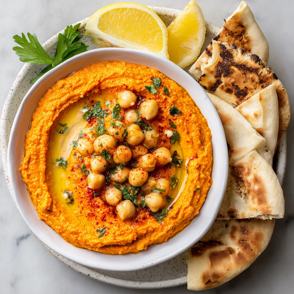 Roasted Red Pepper Hummus with Pita: A Flavorful Delight!