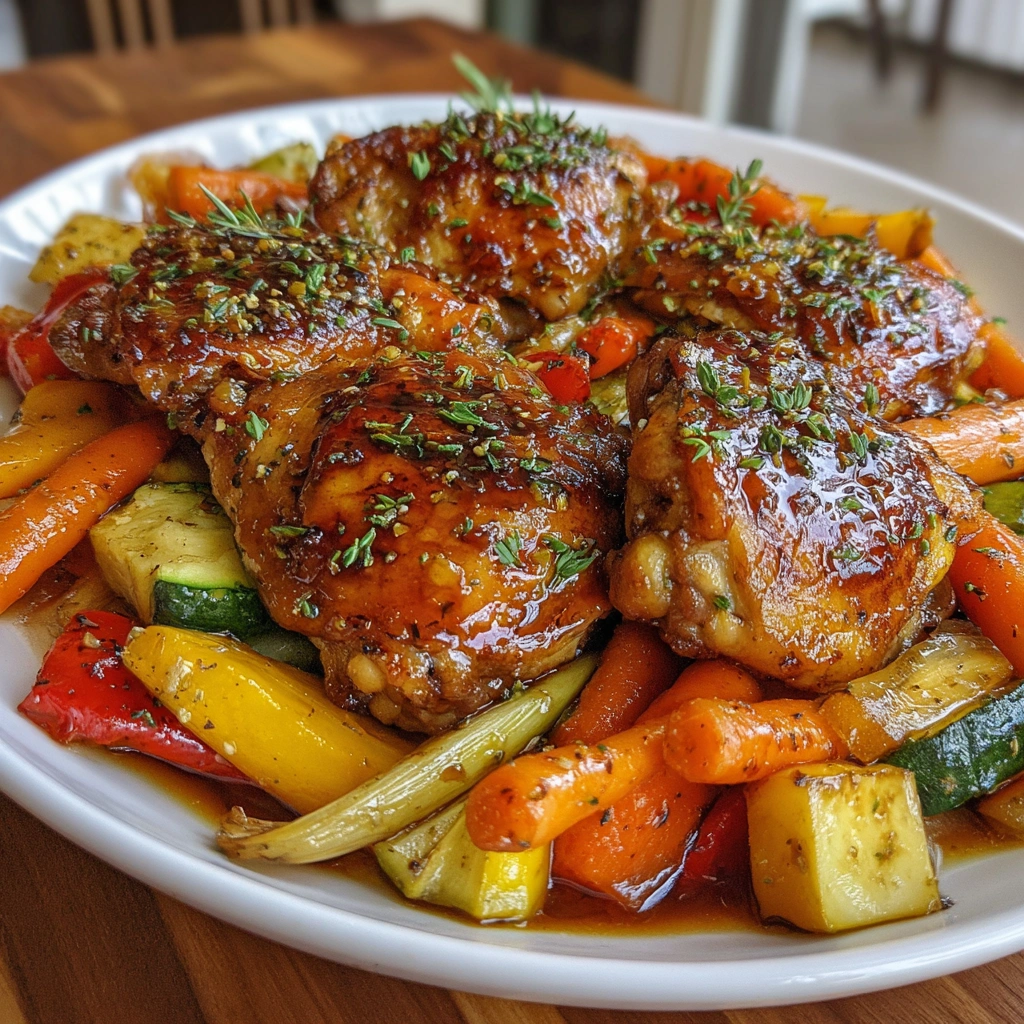 Maple Glazed Herb Chicken Thighs with Roasted Vegetables Delight!