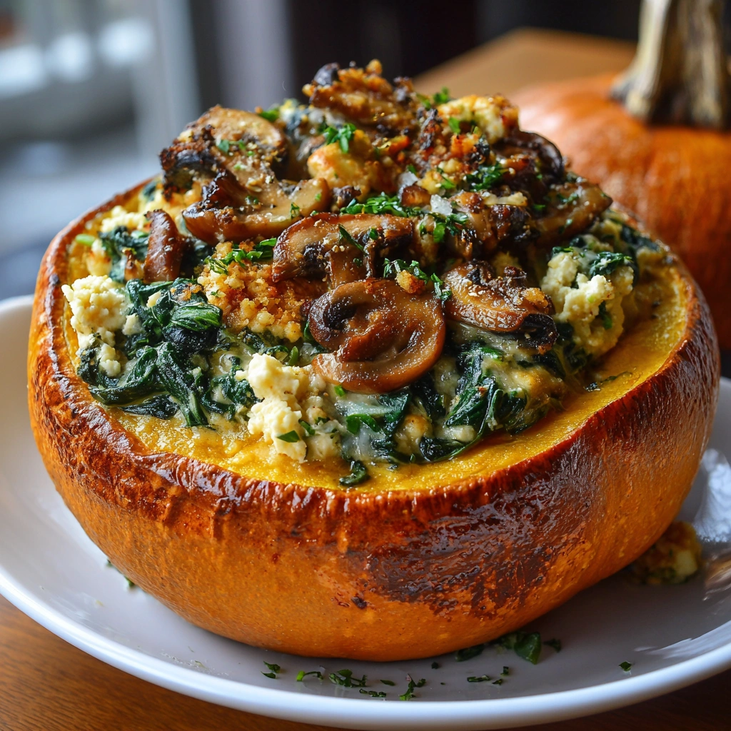 Irresistible Mushroom and Spinach Stuffed Pumpkin Recipe You’ll Love!