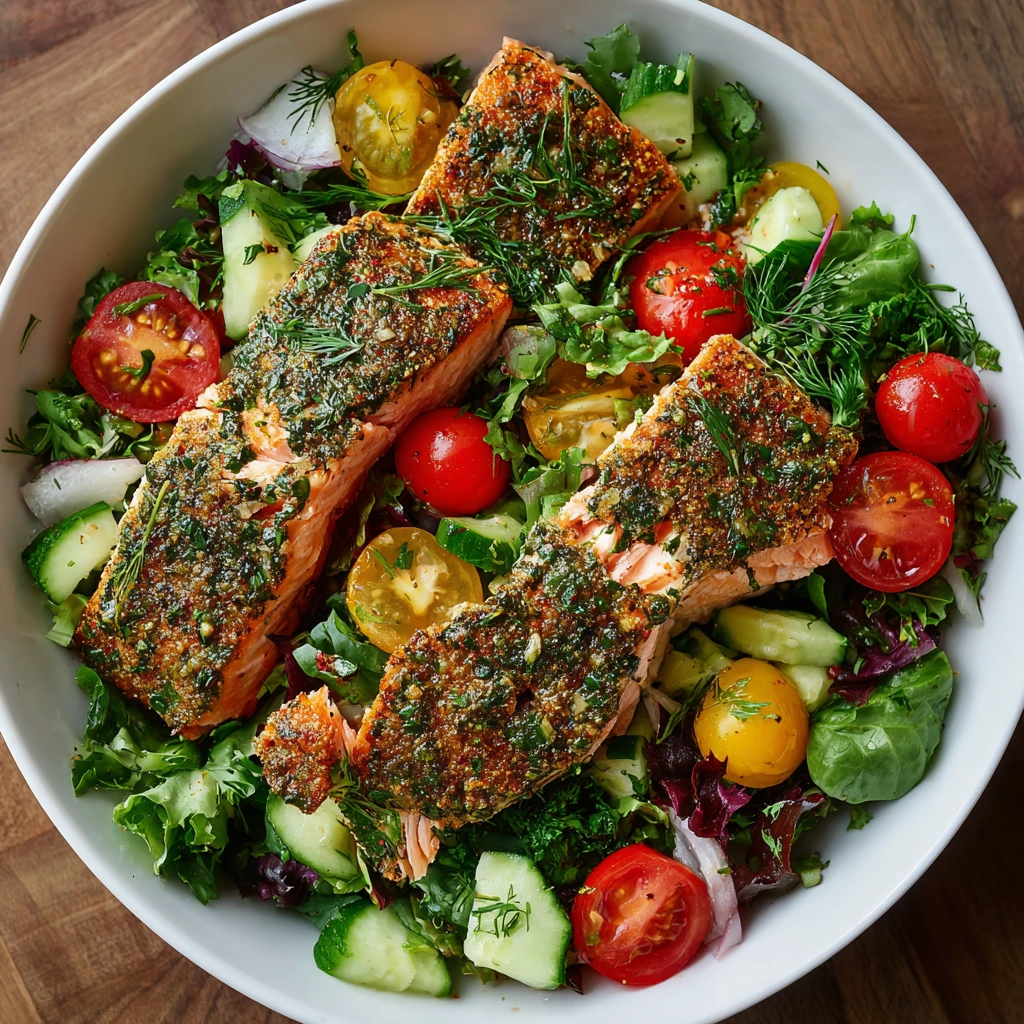 Herb-Crusted Salmon Salad: A Fresh Delight Awaits!