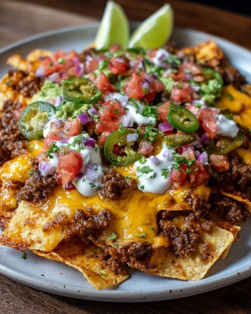 Cheesy Beef Nachos Supreme Easy Party Snack Recipe for Sharing