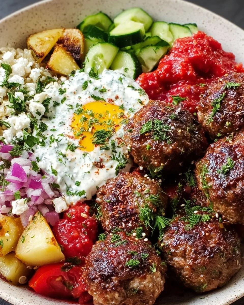 Easy Healthy Greek Meatball Bowl Recipe for High Protein Mediterranean Meals