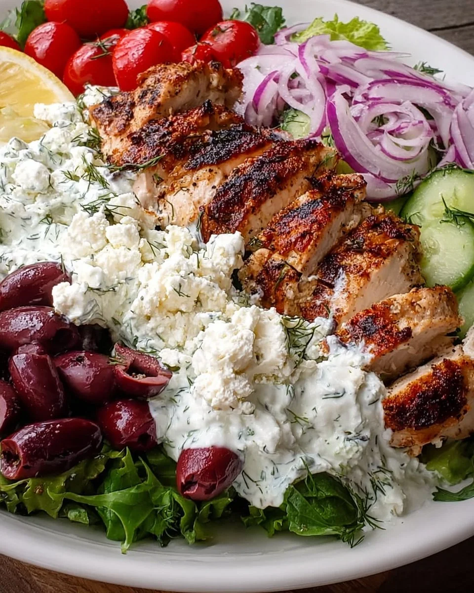 Fresh Greek Tzatziki Chicken Salad Bowl