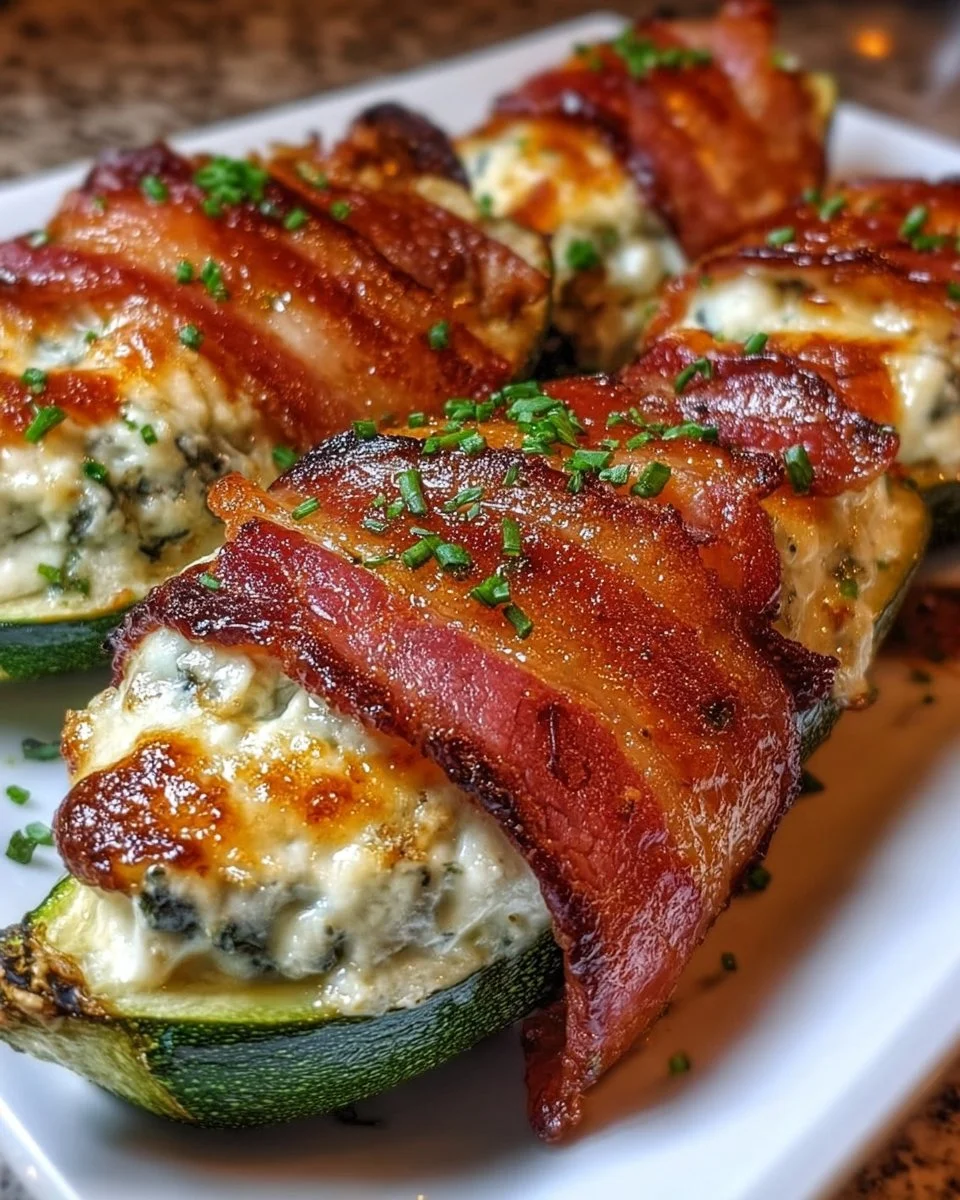Keto Bacon-Wrapped Zucchini Boats