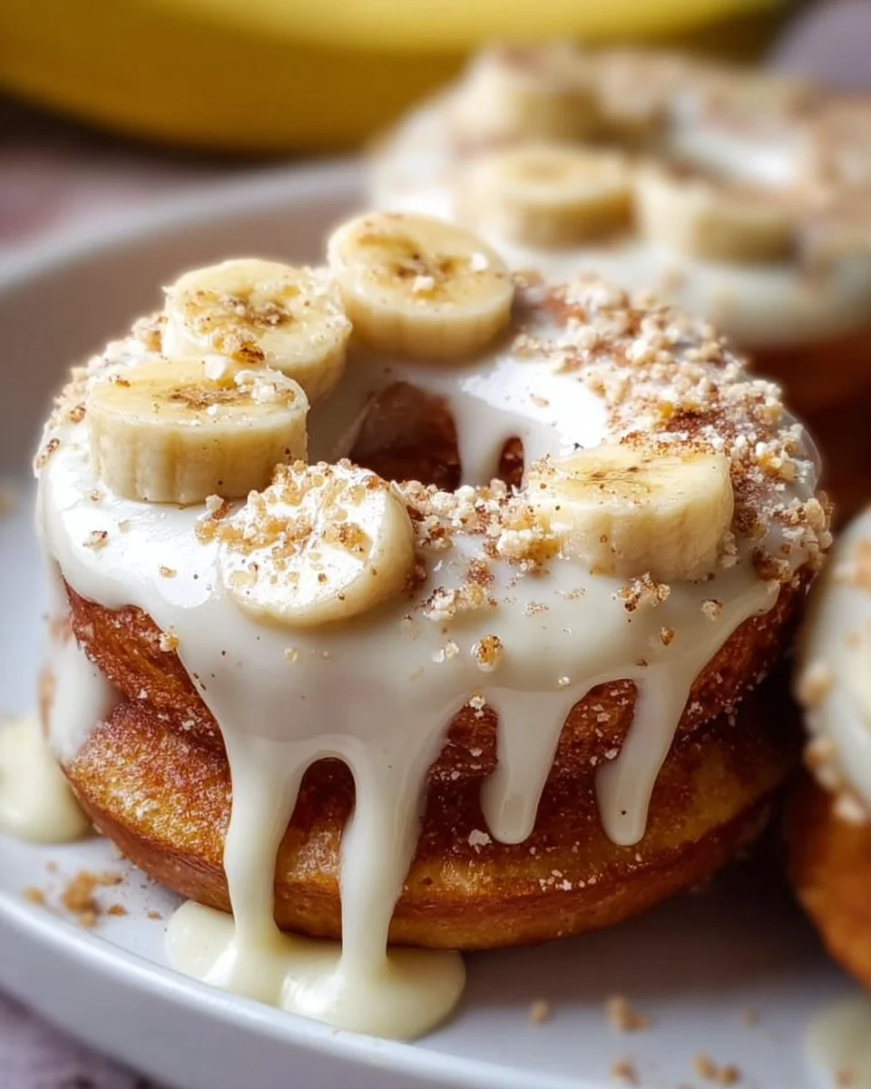 Banana Donuts with Cinnamon Cream Cheese Frosting