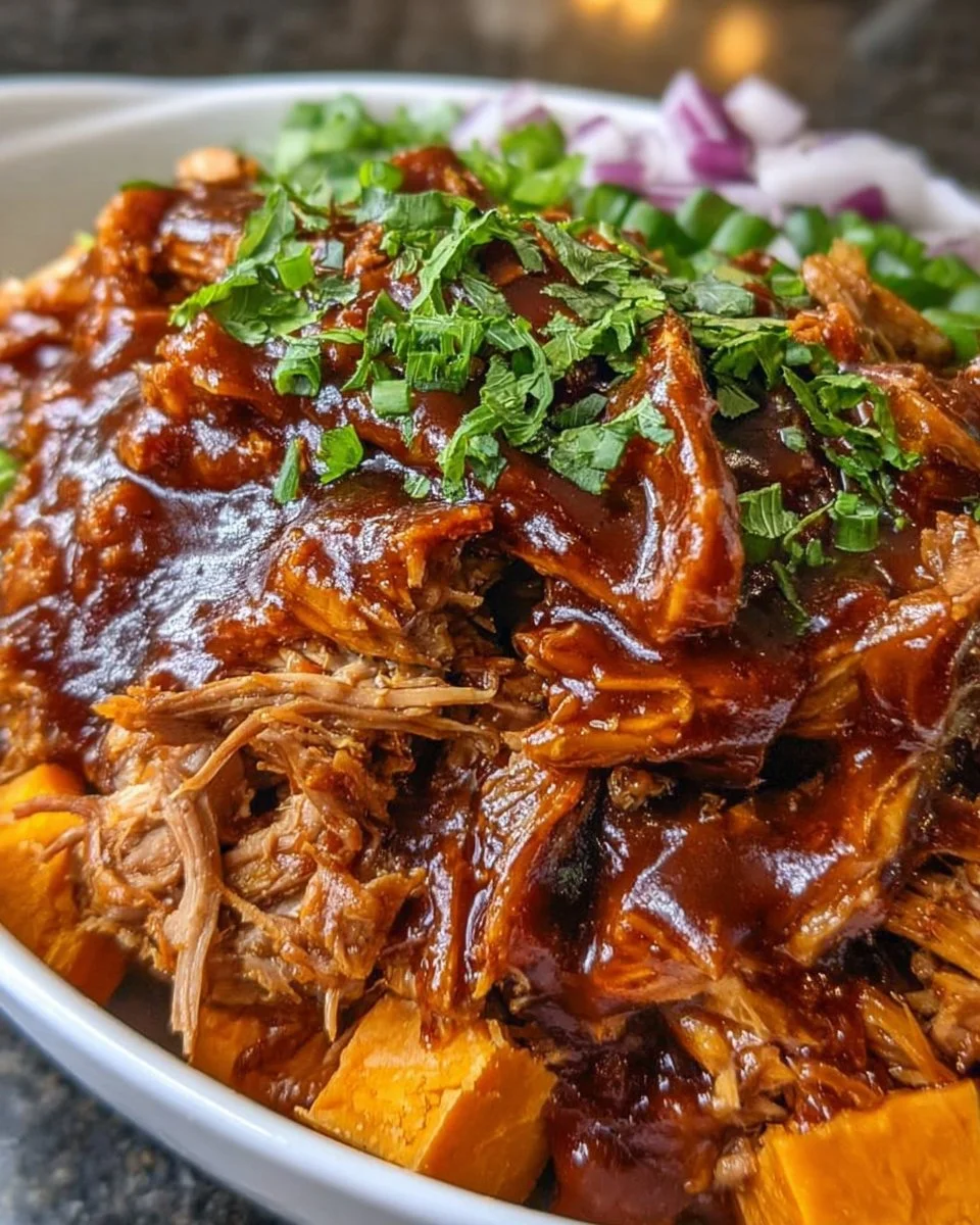 BBQ Pulled Pork Sweet Potato Bowl