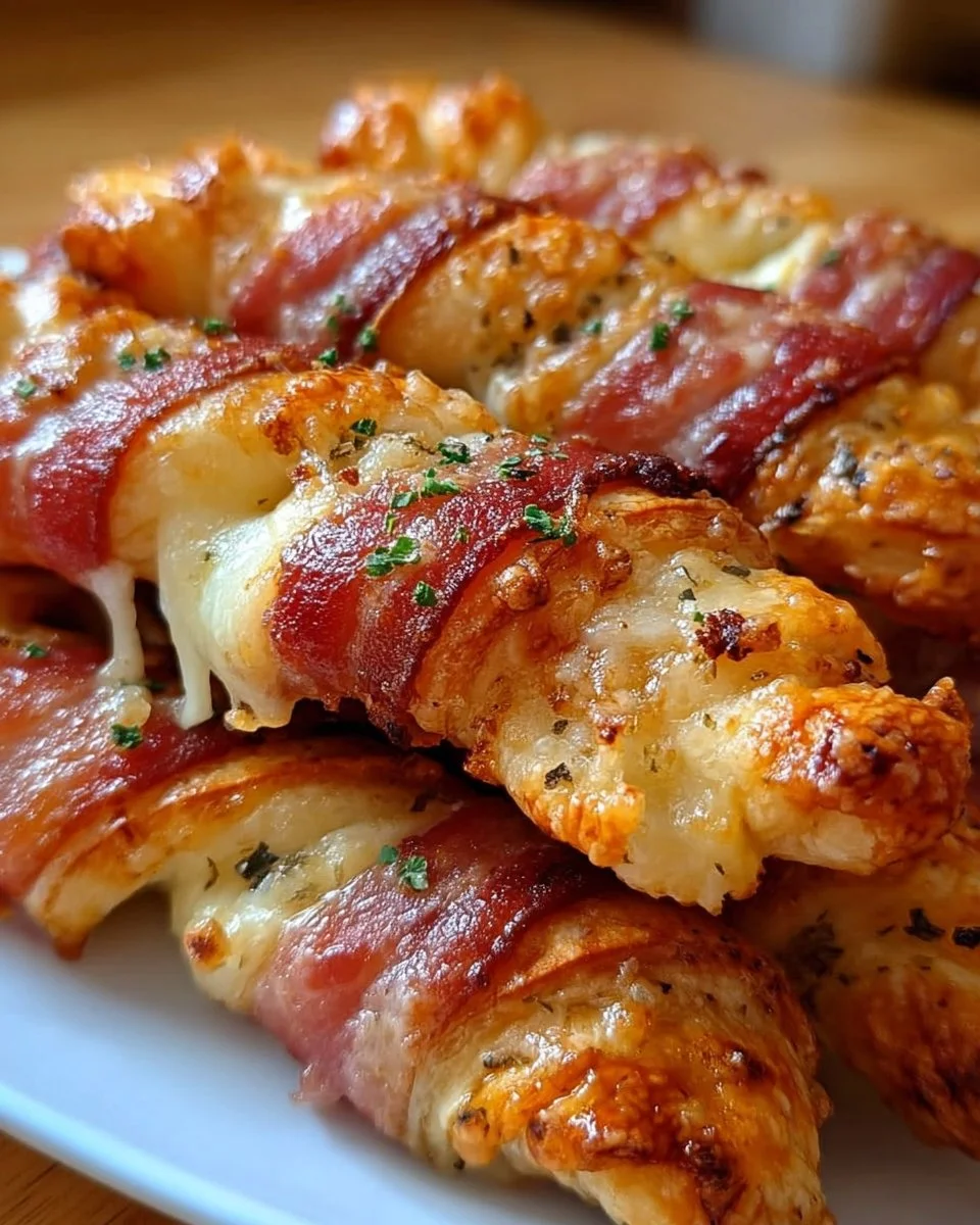 Delicious cheesy bacon twists cooked in an air fryer