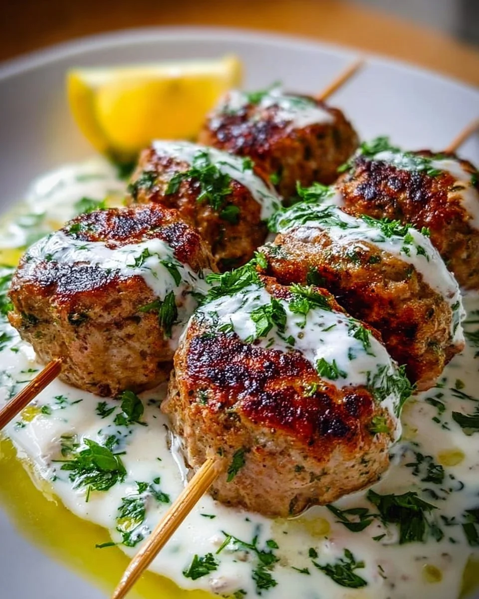 Chicken Kofta Garlic Yogurt Sauce