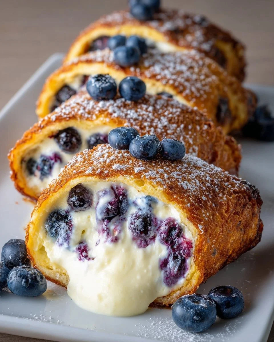 Crispy Keto Blueberry Cream Cheese Roll-Ups