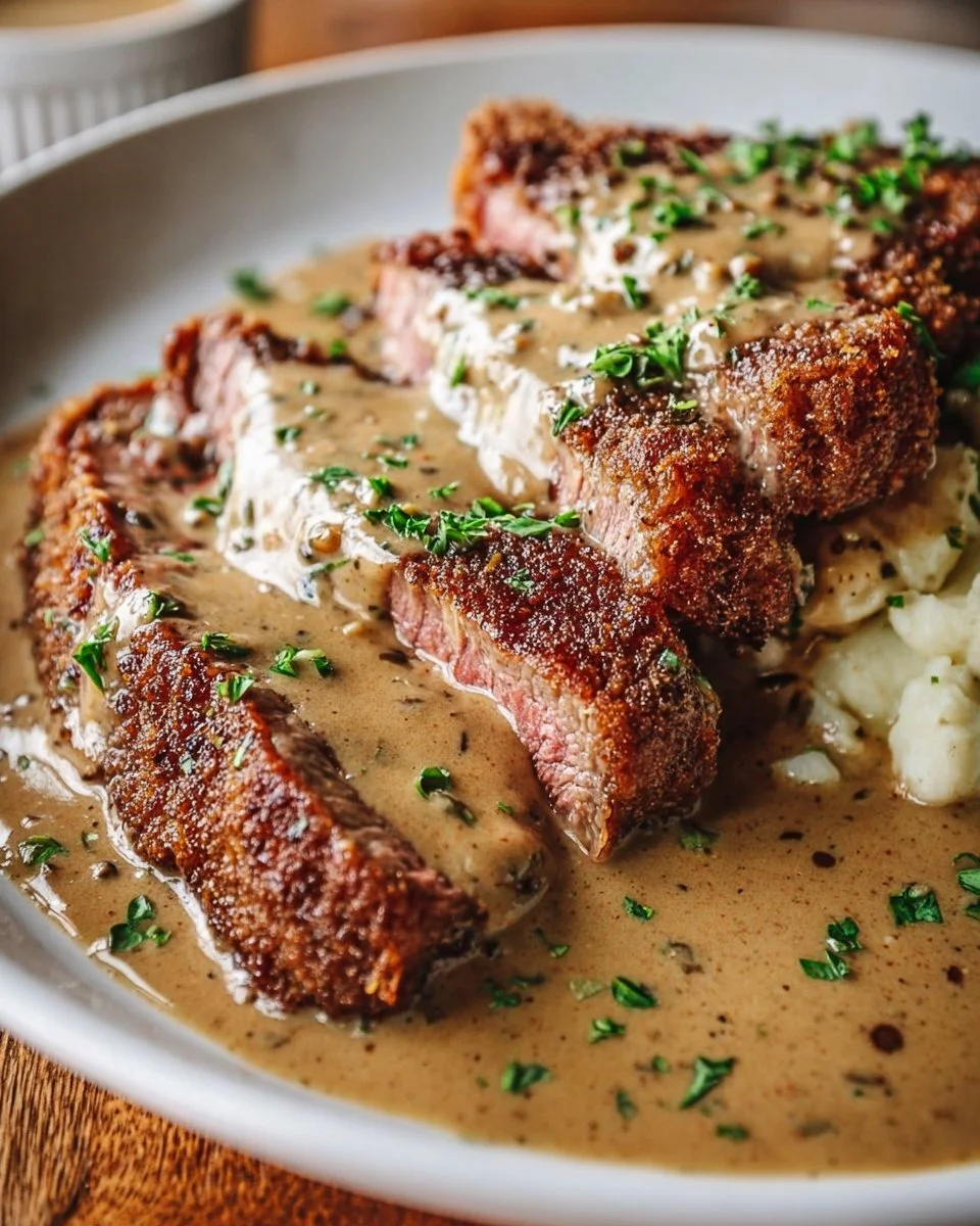 Fried Steak with Creamy Gravy