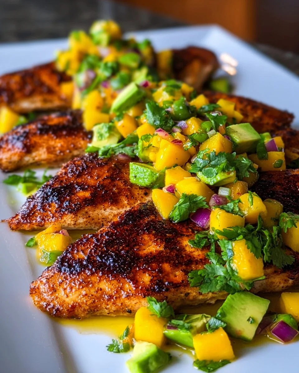Grilled Chicken with Mango Avocado Salsa