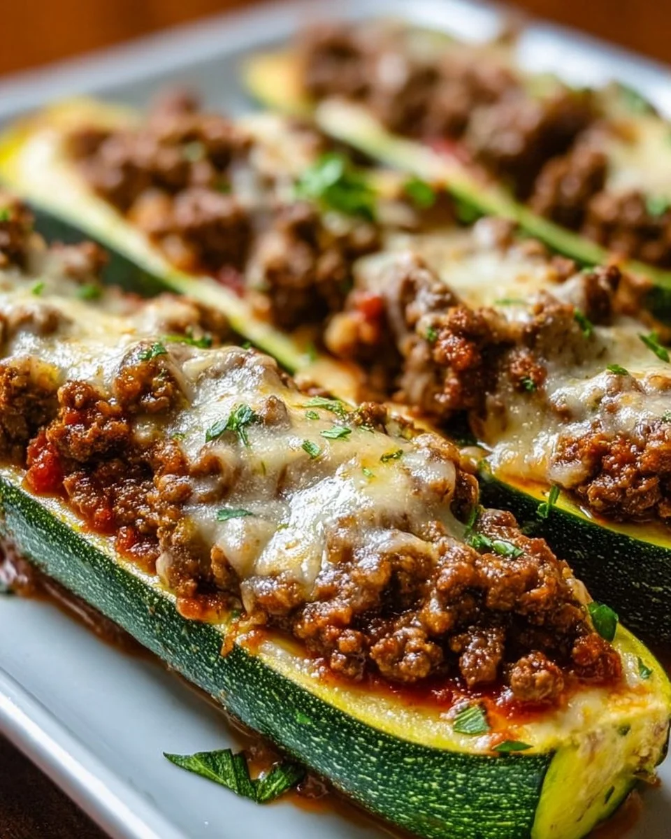 Ground Beef Zucchini Boats