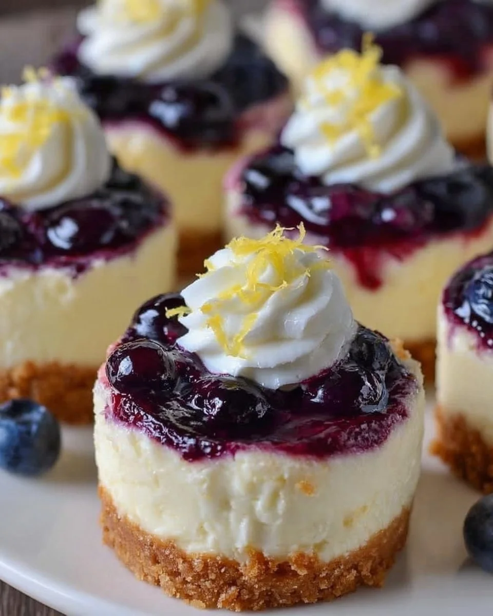 Healthy Mini Lemon Blueberry Cheesecakes
