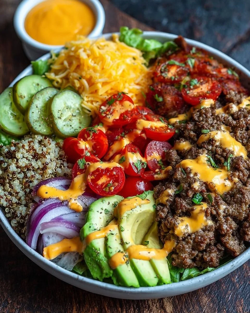 High-Protein Cheeseburger Bowls Recipe – Low-Carb Meal Prep with Ground Beef &amp; Burger Sauce