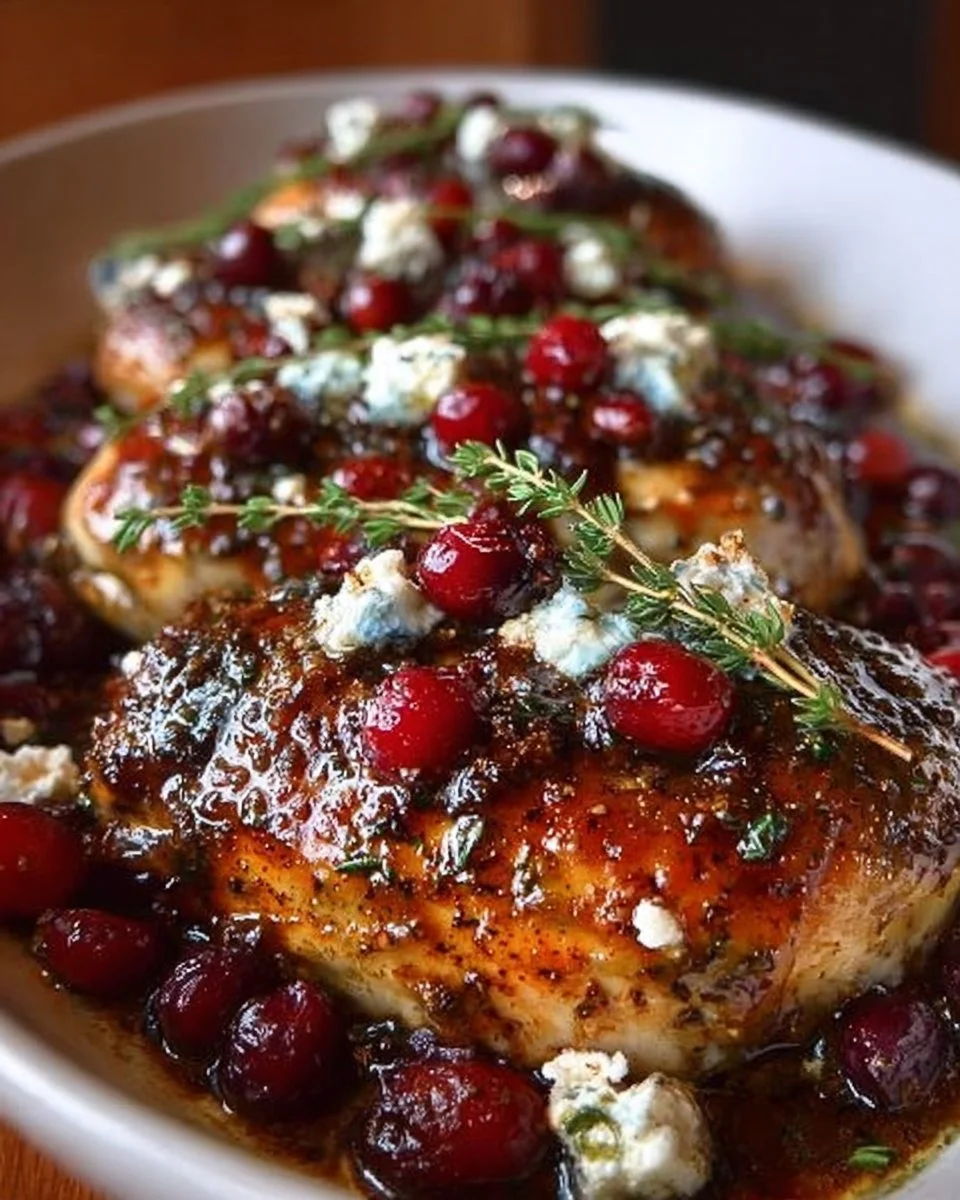 Honey Cranberry Chicken Bake with Feta Cheese