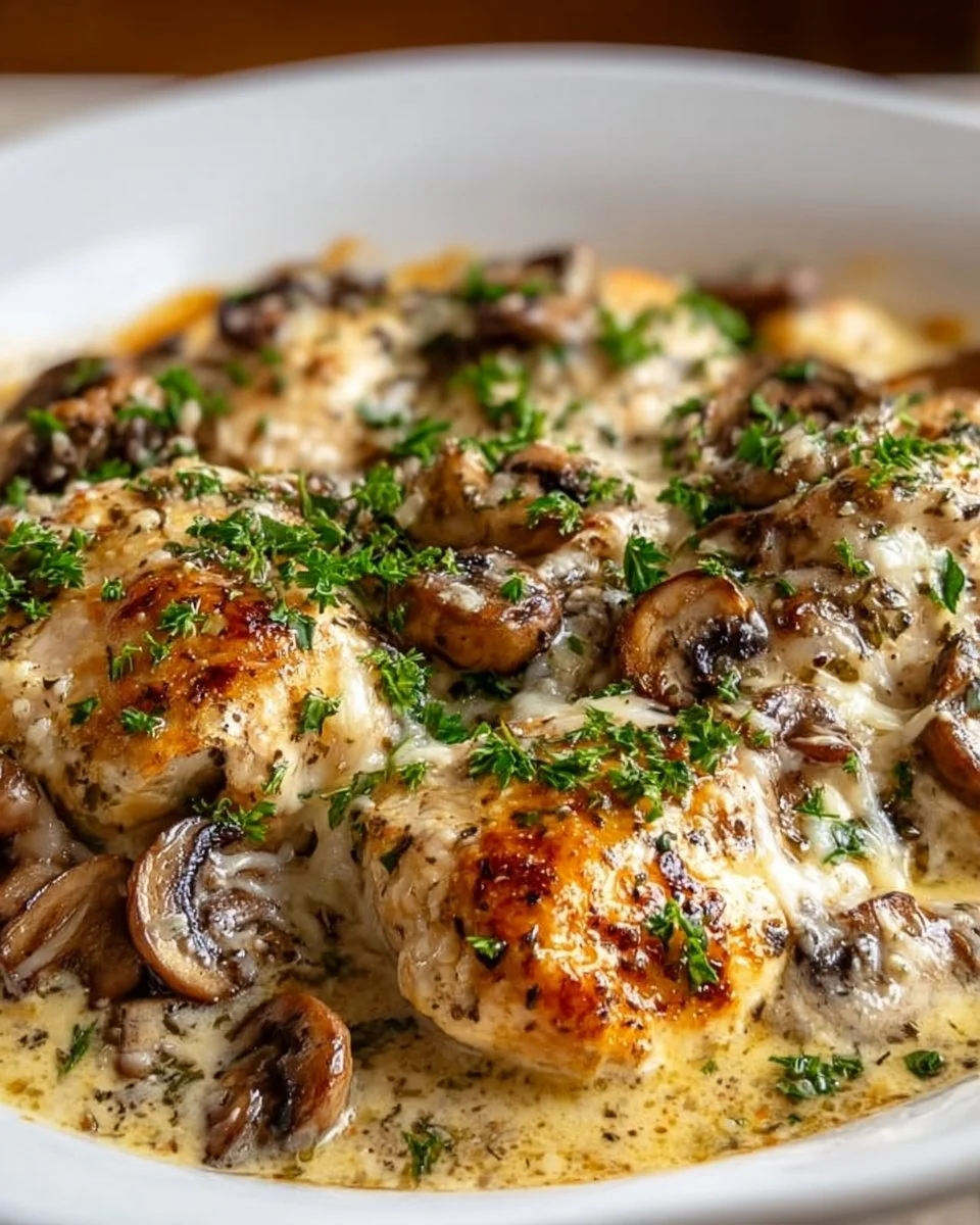 Keto Garlic Mushroom Chicken Casserole