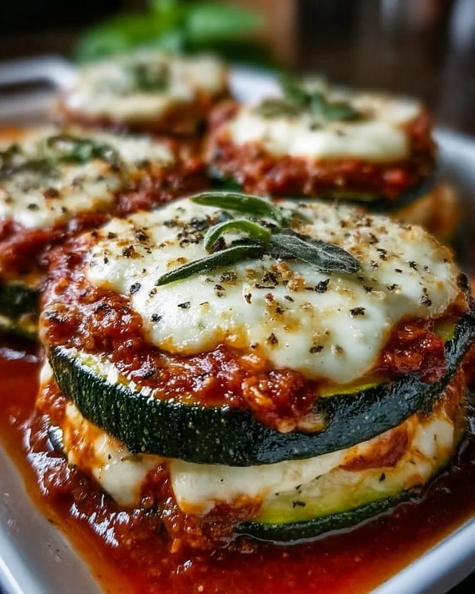 Layered Zucchini Ricotta Melts with Marinara