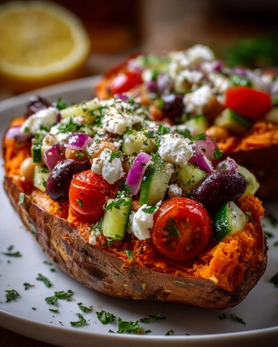 Mediterranean Stuffed Sweet Potatoes