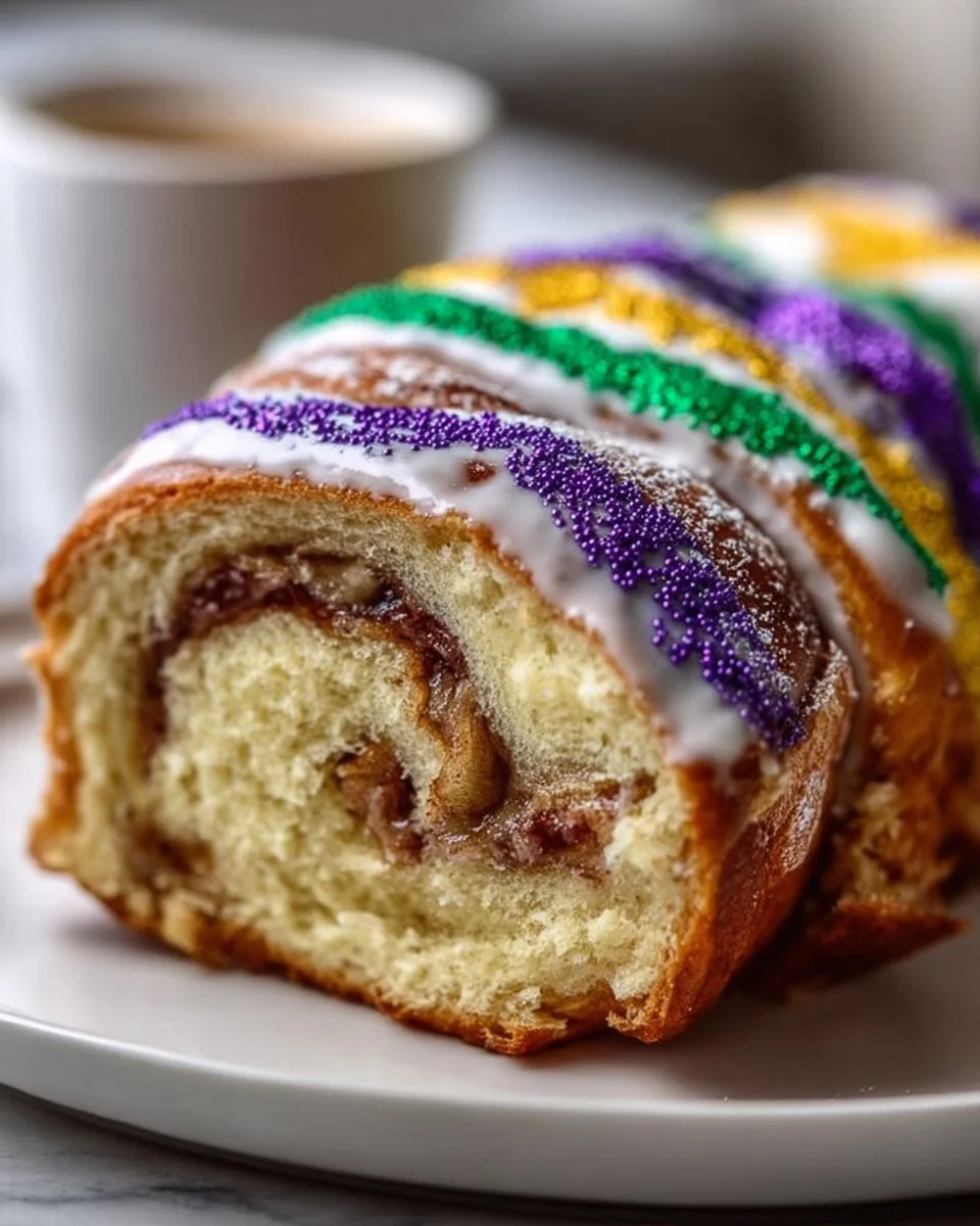 New Orleans Style King Cake with Cinnamon Swirl