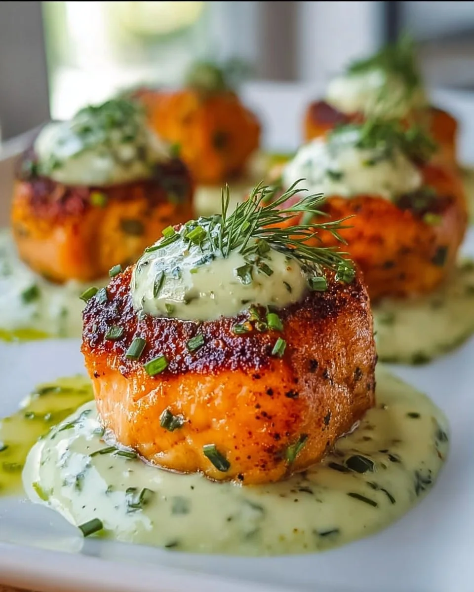 Salmon Balls with Creamy Avocado Sauce