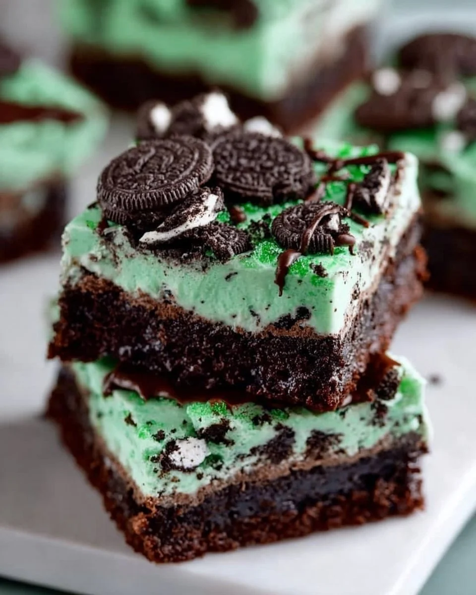Triple Layer Fudgy Mint Oreo Brownies