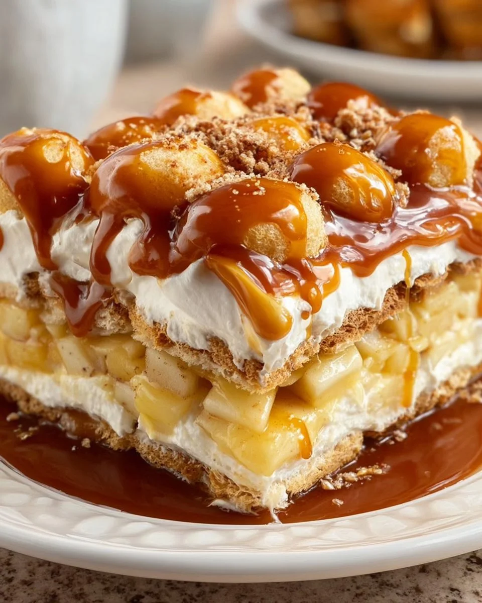 Caramel Apple Eclair Cake