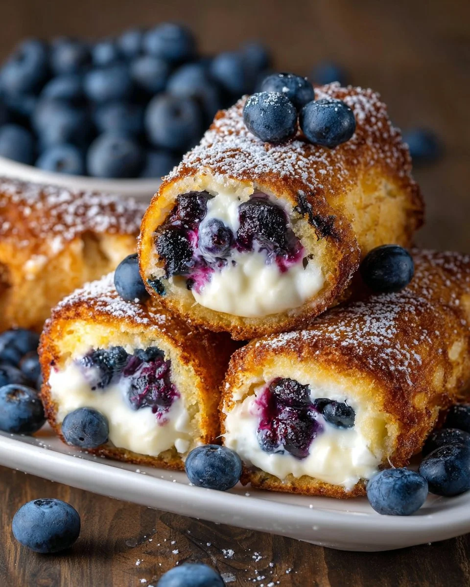 Crispy Keto Blueberry Cream Cheese Roll-Ups