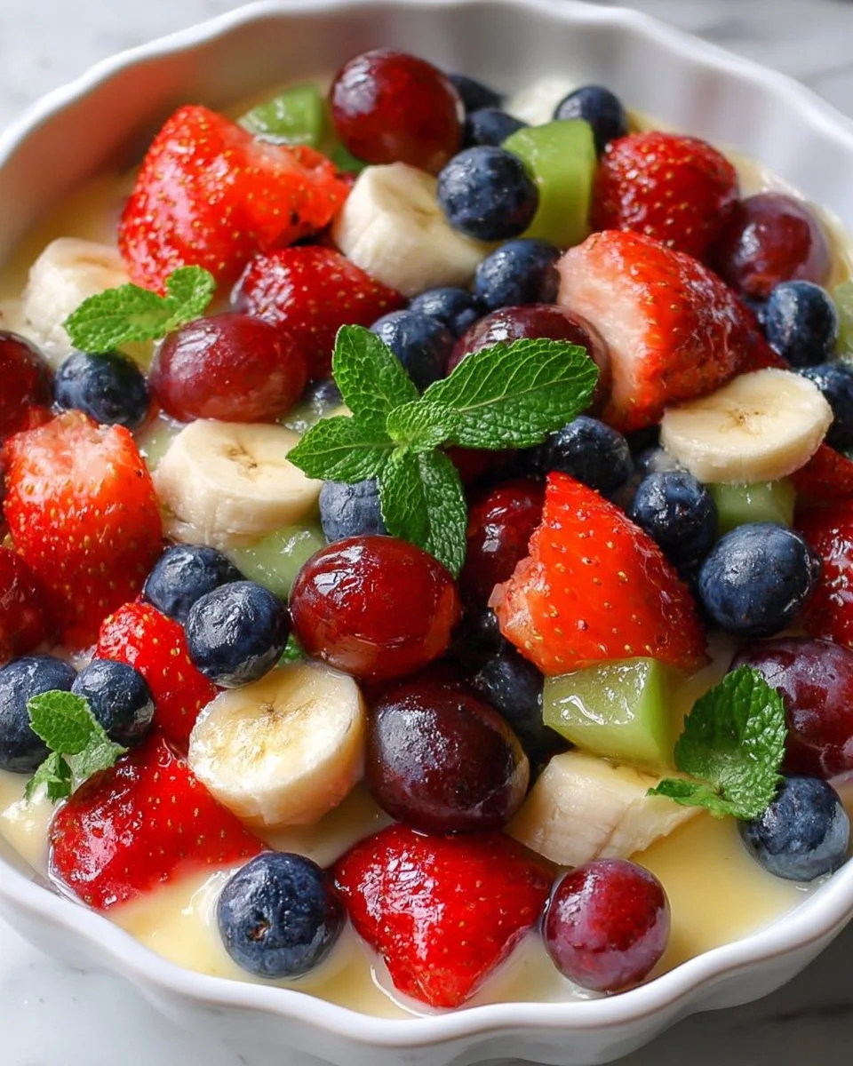 Fresh Fruit Salad with Vanilla Pudding