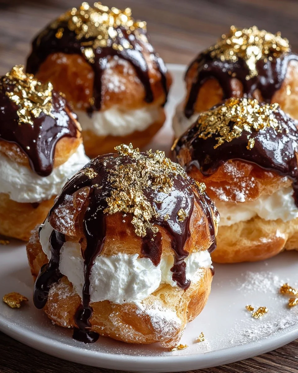 Gold Dusted Chocolate Profiteroles