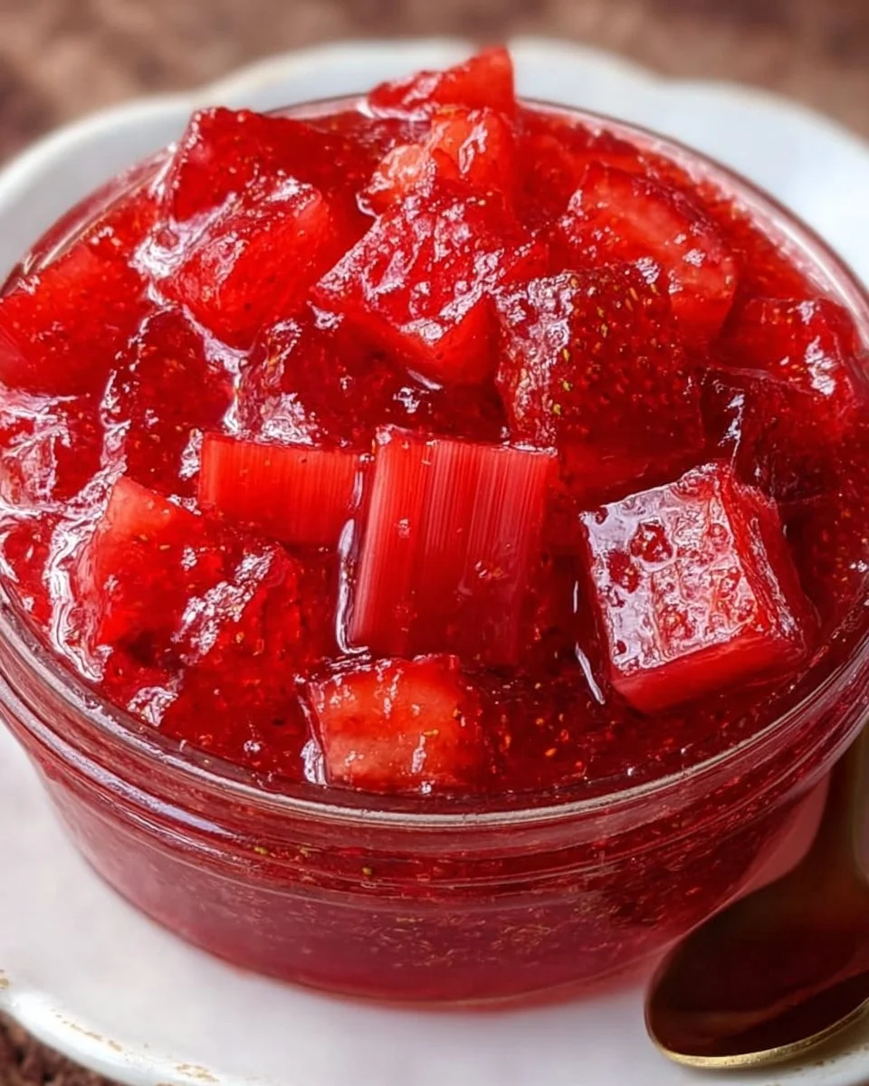Rhubarb Sauce with Strawberry Jello