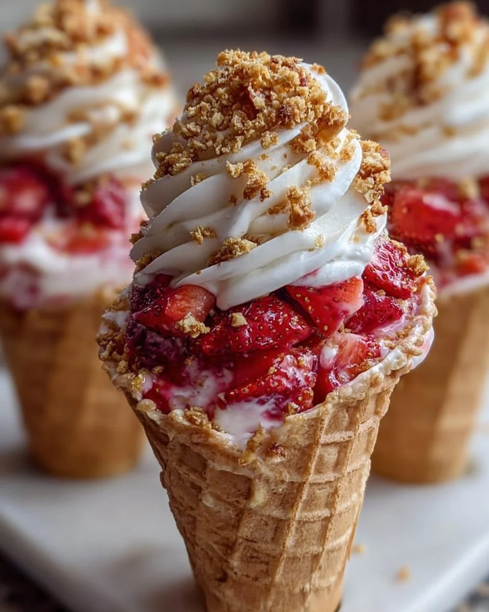 Strawberry Crunch Cheesecake Cone