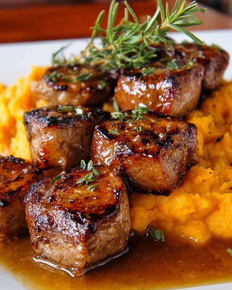 Apple Cider Pork with Mashed Sweet Potatoes