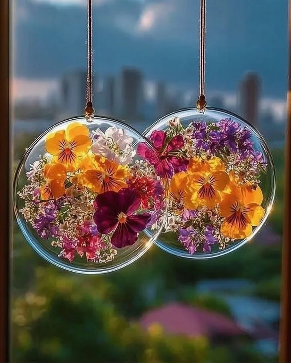 Clear Glue Flower Suncatchers
