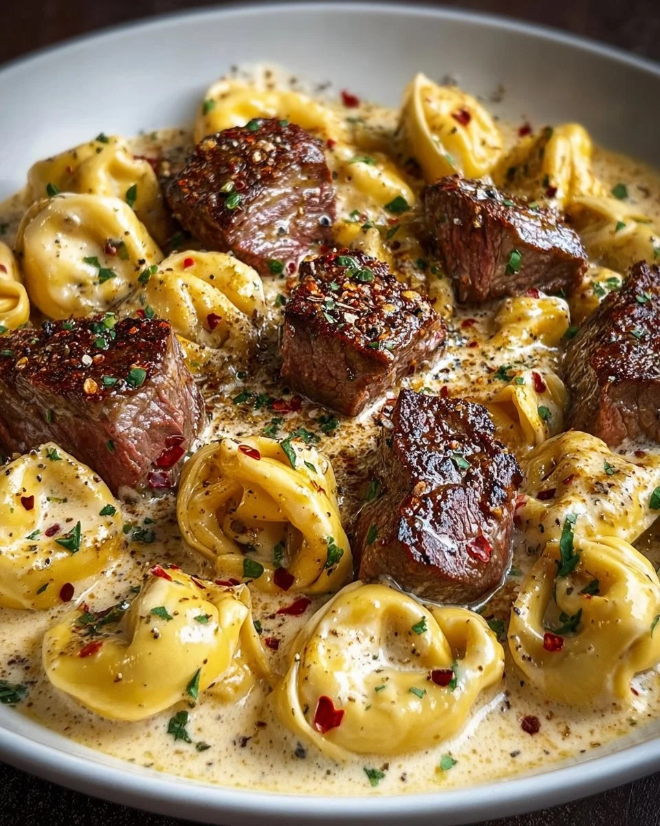 Cracked Garlic Steak Tortellini in Creamhouse Sauce Bliss