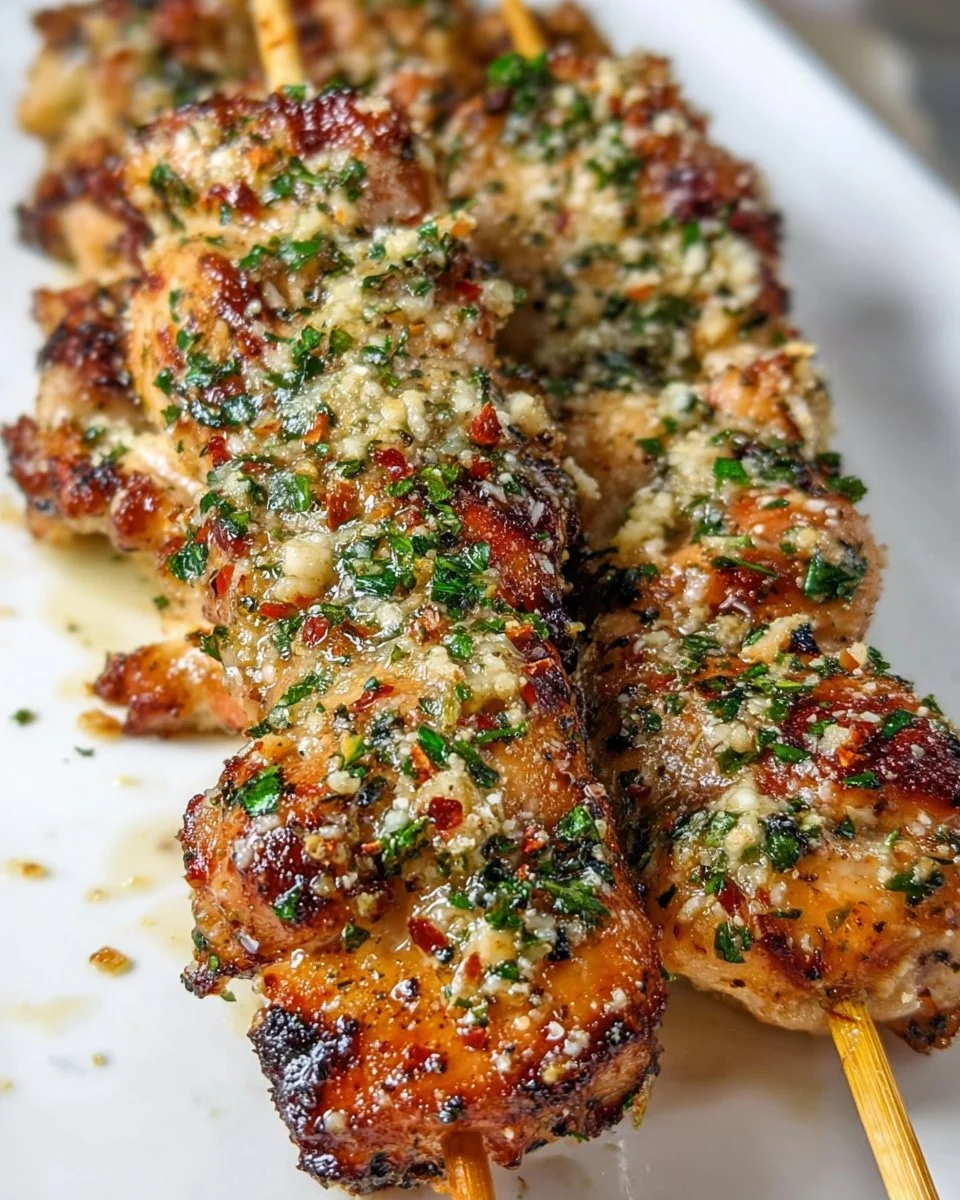 Garlic Parmesan Chicken Skewers