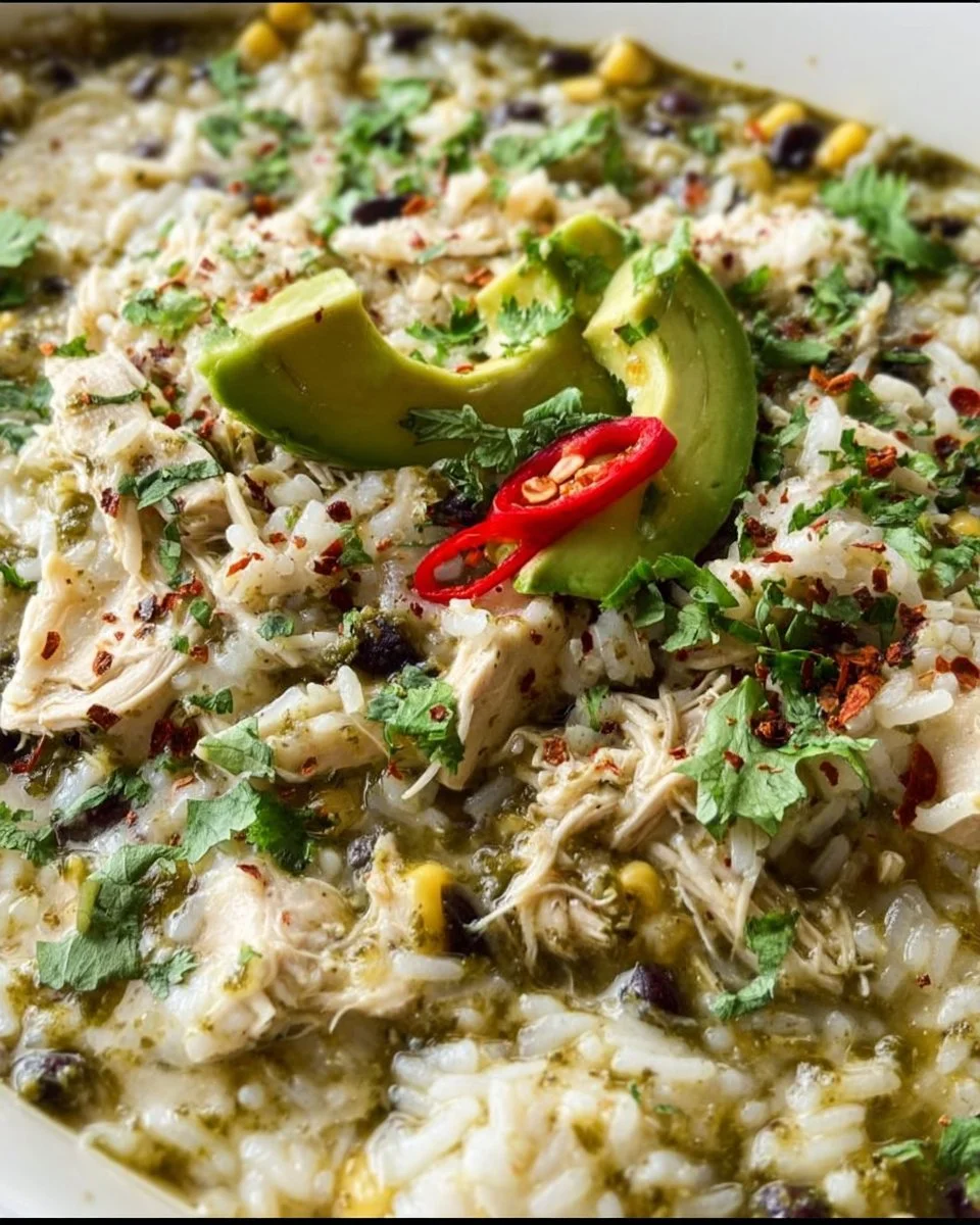 Green Sauce Chicken &amp; Rice Skillet