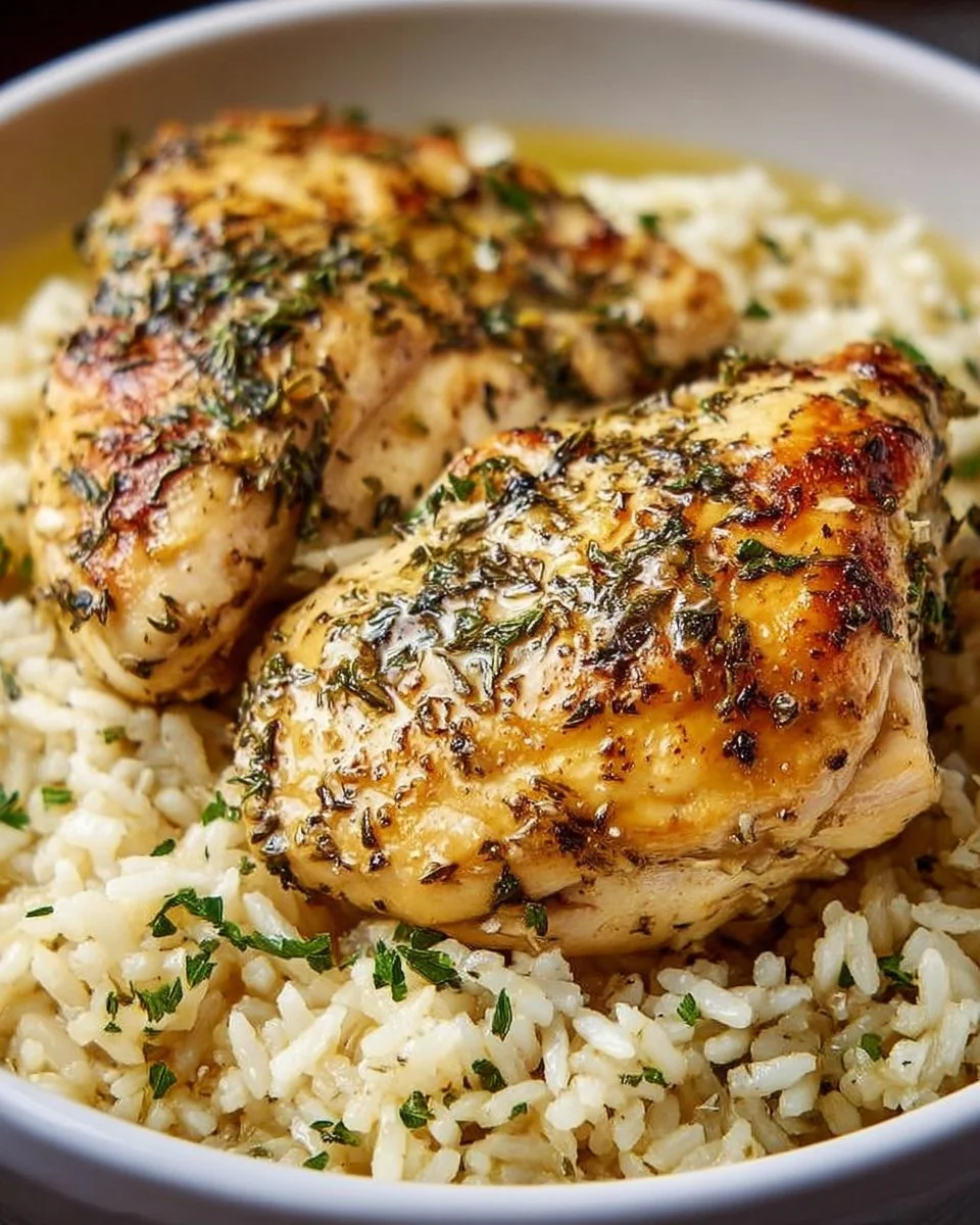 Slow Cooker Lemon Herb Chicken and Rice