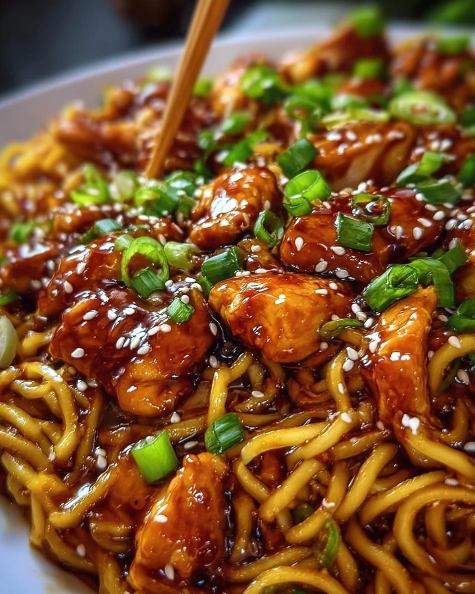 Sticky Garlic Chicken Noodles