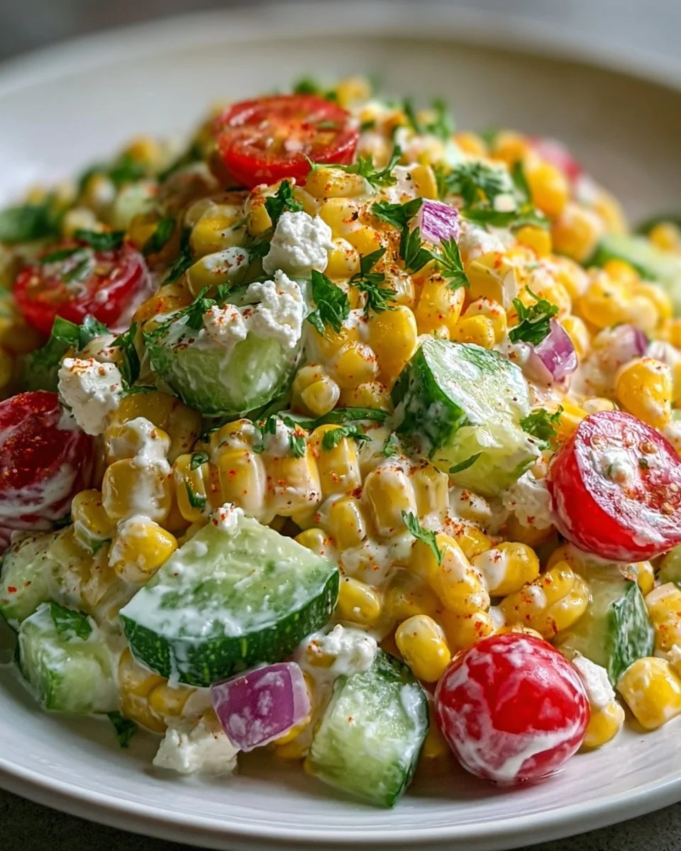Street Corn Creamy Cucumber Salad