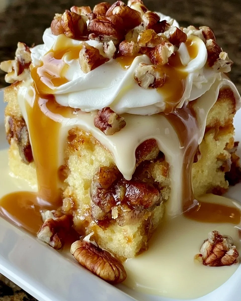 Butter Pecan Praline Poke Cake