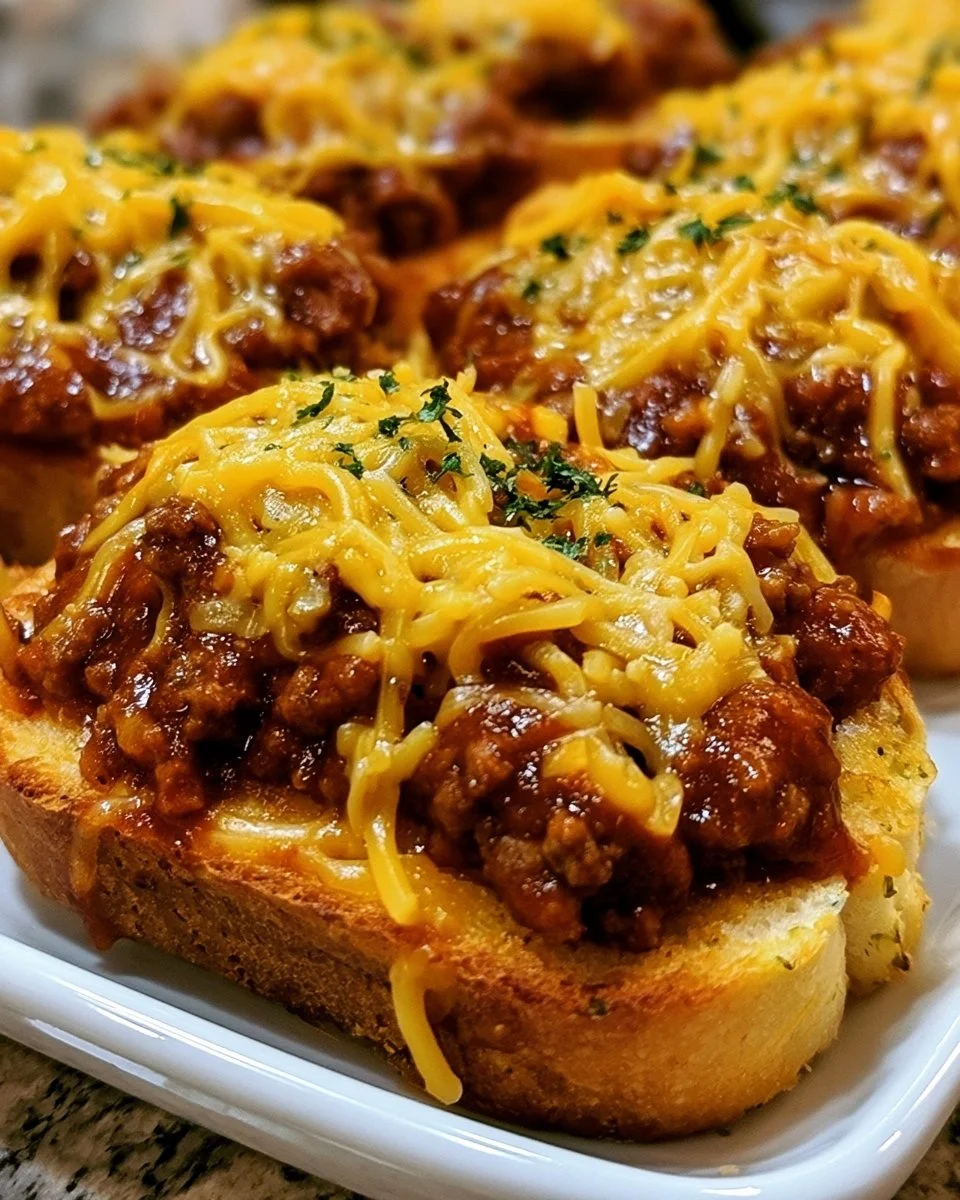 Cheesy Sloppy Joe Garlic Toast