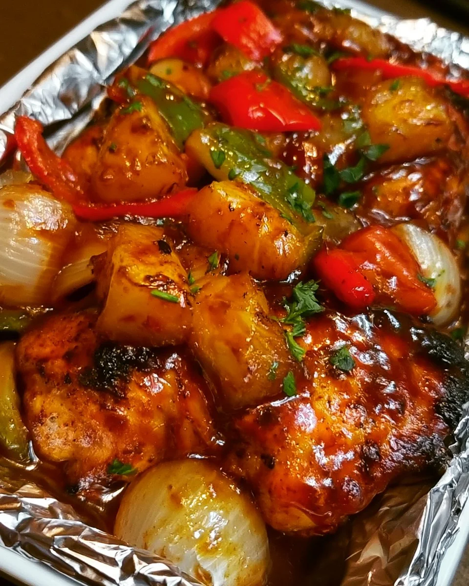 Pineapple BBQ Baked Chicken Foil Packets