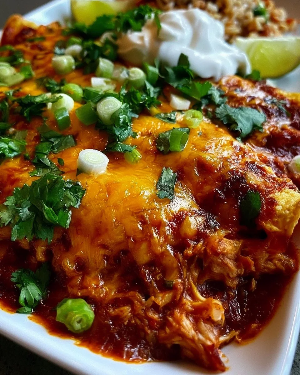 Spicy Cheesy Baked Chicken Enchiladas