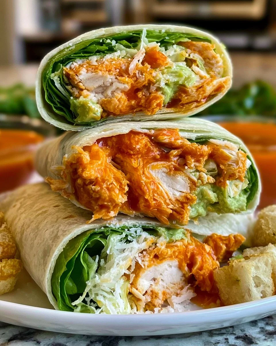 Buffalo Chicken Caesar Salad Wraps