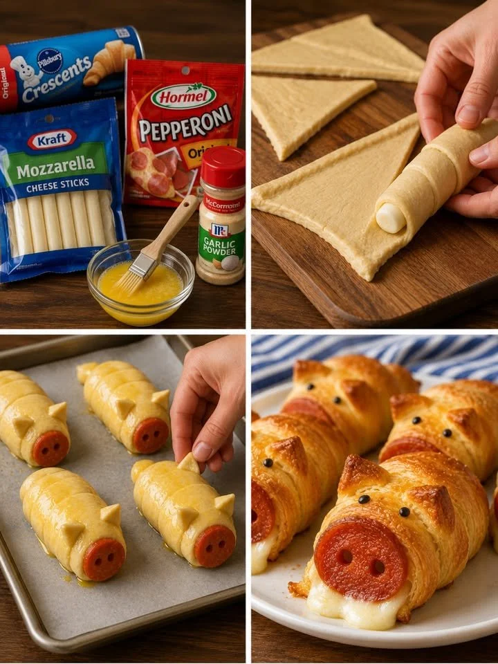 Cheesy Piggy Pizza Crescent Rolls
