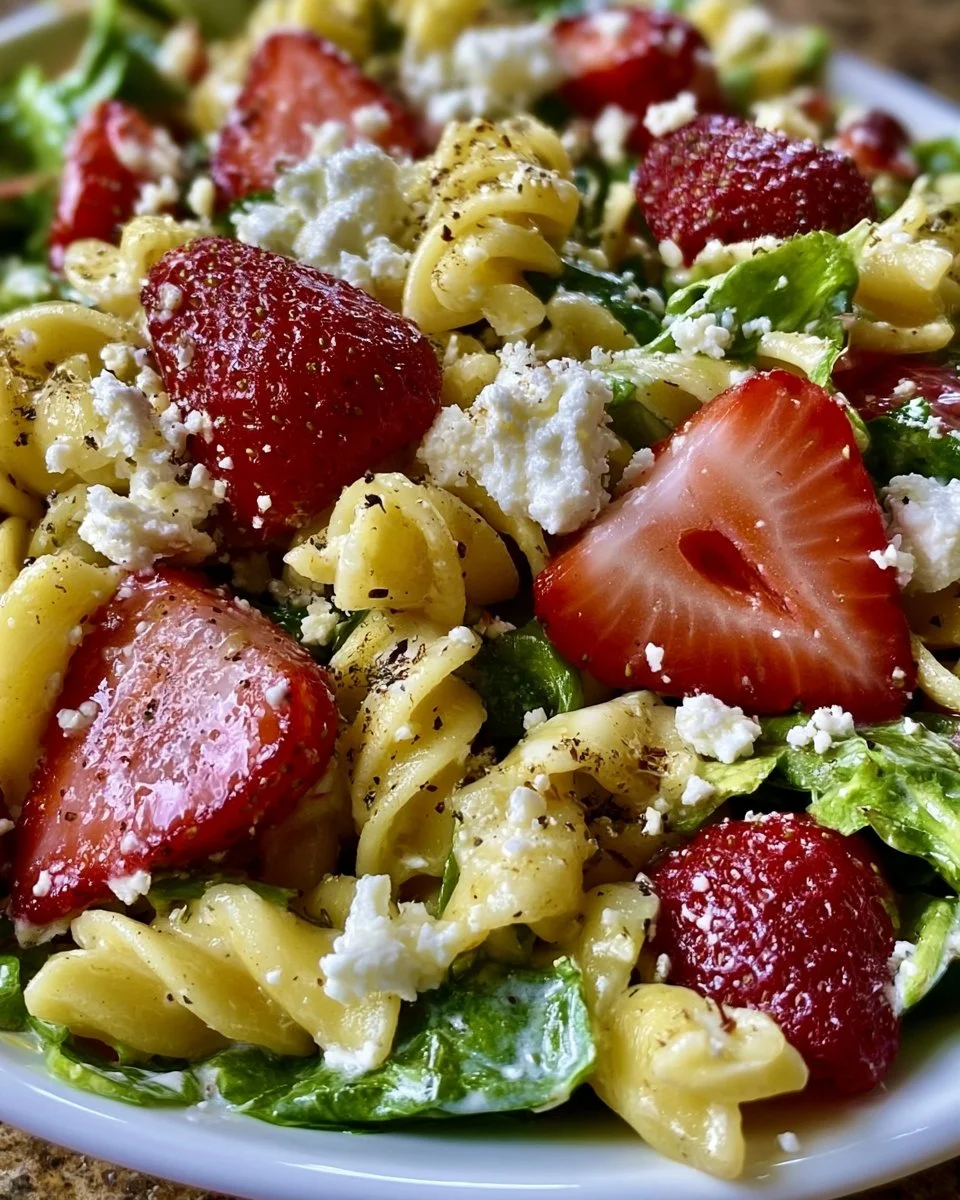 Creamy Strawberry Feta Pasta Salad