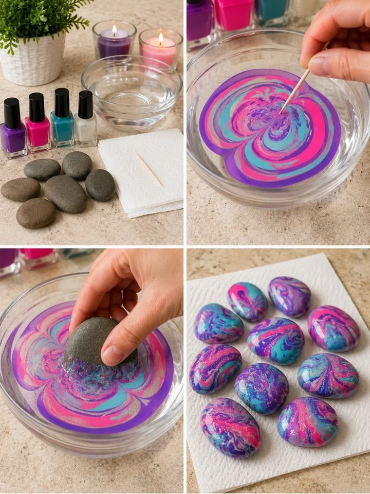 DIY Marbled River Stones