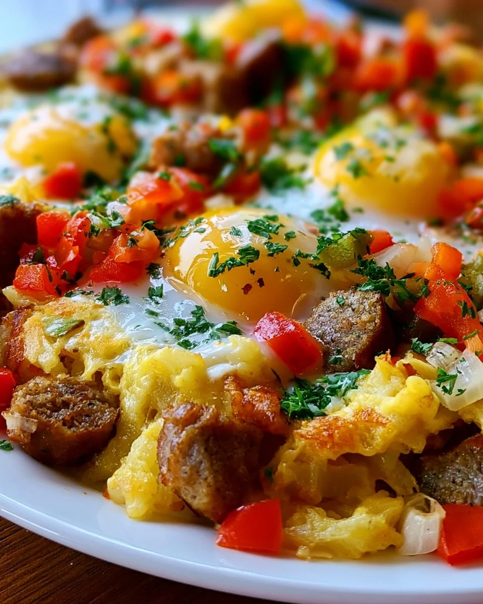 Easy Eggs, Sausage, and Hash Browns Skillet