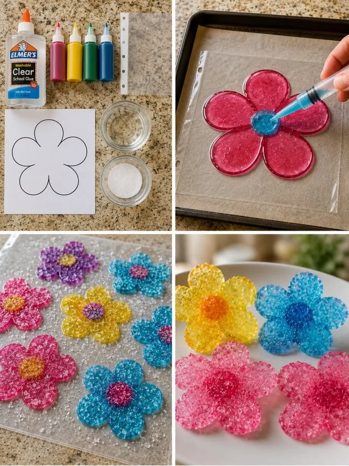 Faux Stained-Glass Glue Flowers